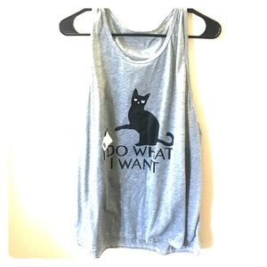 🌸 NWOT “I do what I want” novelty tank top cat 🌸